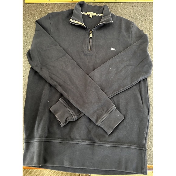 BURBERRY‎ LONDON 1/4 Zip Pullover Sweater NAVY BLUE Small  SEE DESCRIPTION - Picture 1 of 15